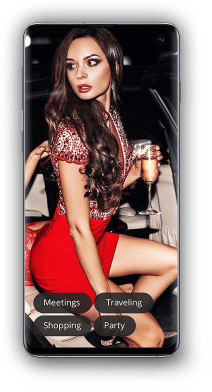 smartphone app sugar daddy dating, girl with champagne in red dress