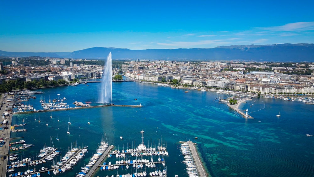 Lake Geneva in Switzerland from above - drone photography